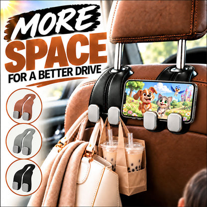 Healrize®2-in-1 Leather Car Seat Hook & Phone Mount for Purses, Bags & Drinks