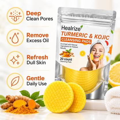 Healrize® Turmeric & Kojic Acid Brightening Cleansing Pads | Deep Clean Pores. Wash Away Dullness. Reveal Your Glow.