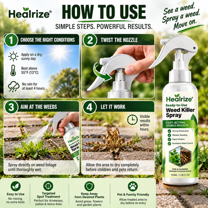🌟 Official Store | 🌿 Healrize® Ready-to-Use Weed Killer Spray – Fast-Acting Pelargonic Acid Formula, No Mixing & Glyphosate-Free